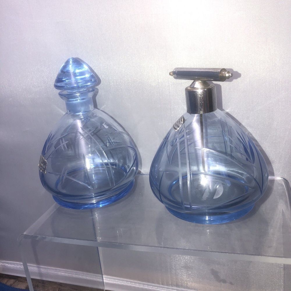 Echt Bleikristall Crystal & Garantiert Blue Glass perfumes  Bottle  2 Pc